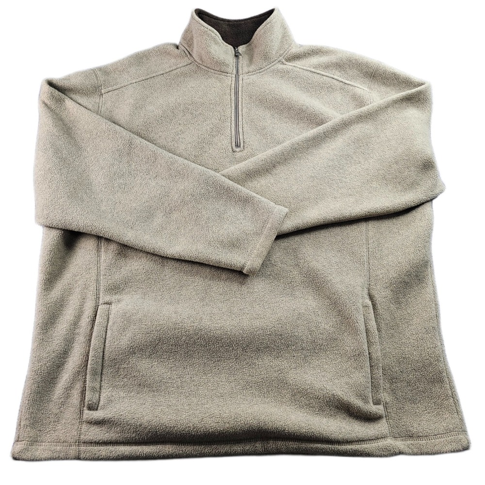 St. John's Bay 1/4 Zip Fleece Sweater Mens XL Beige Soft Cozy Warm Long Sleeve